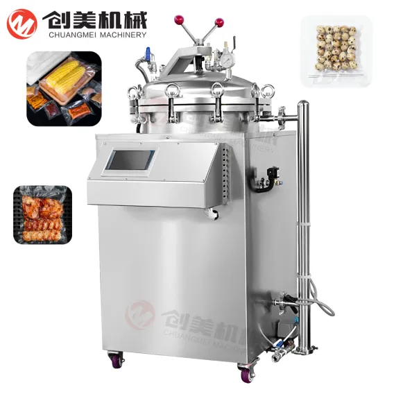 Alta Qualidade e Seguro Aço Inoxidável Vertical Back Pressure Food Sterilizer Adequado para Anti-protuberância Sacos Factory Direct Vendas